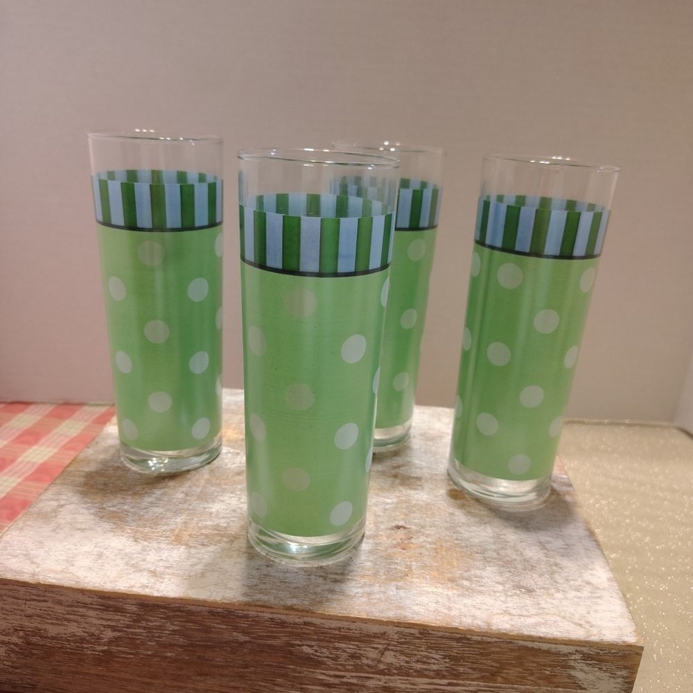 Green Polka Dot Glass Tumblers